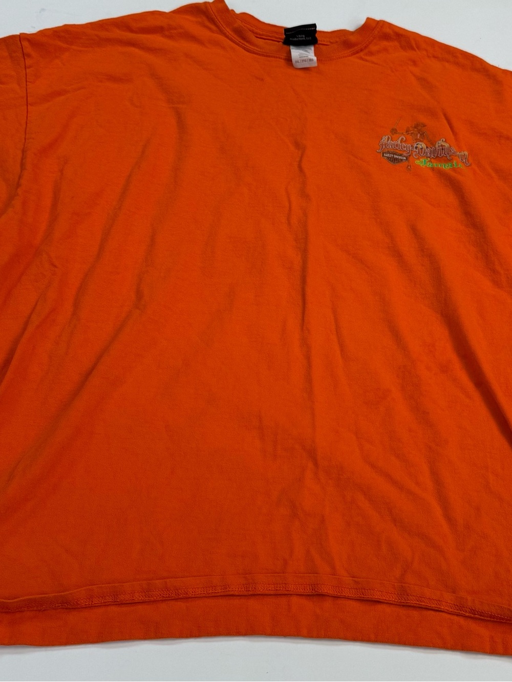 Men's Bright Orange Short Sleeve Graphic Tee with Chest Logo